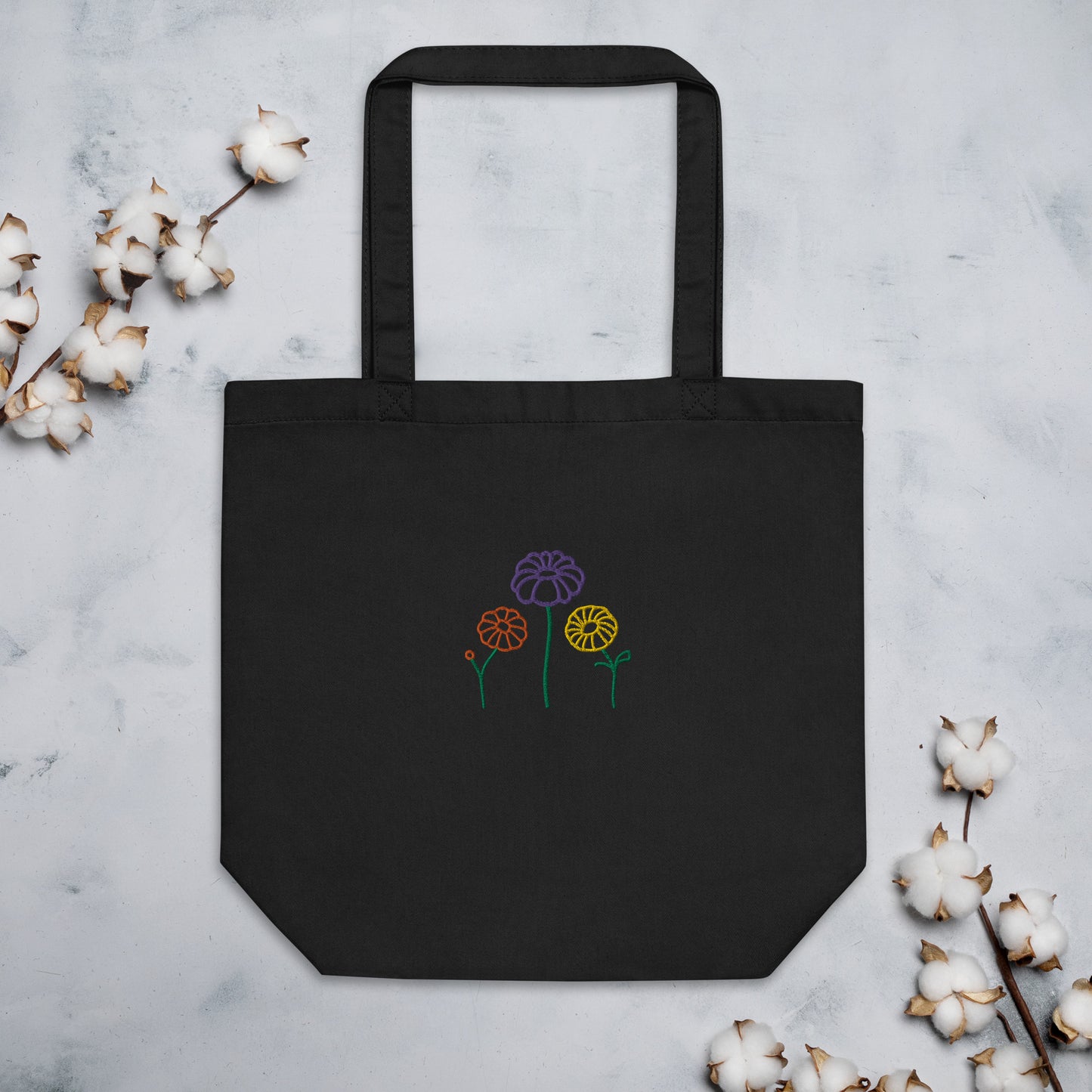 Flowers Embroidered Eco Tote Bag