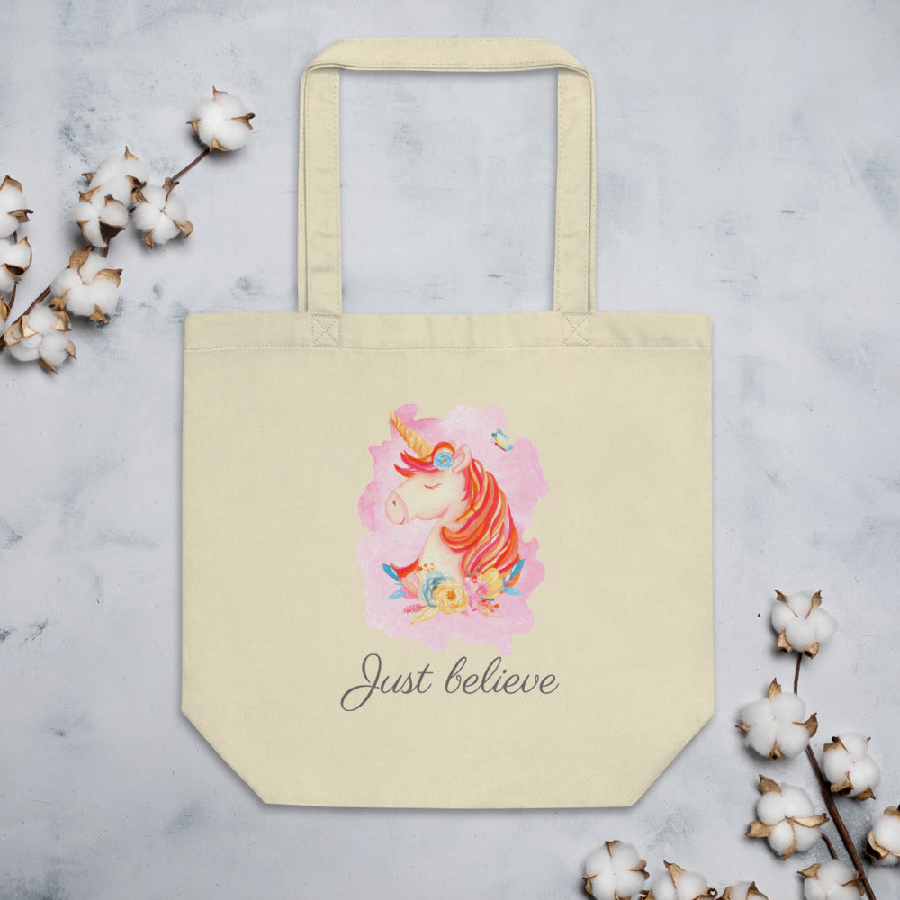 Just Believe Unicorn Eco Tote Bag