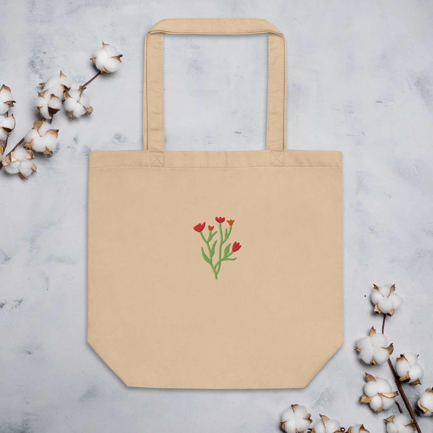 Tulips Embroidered Eco Tote Bag