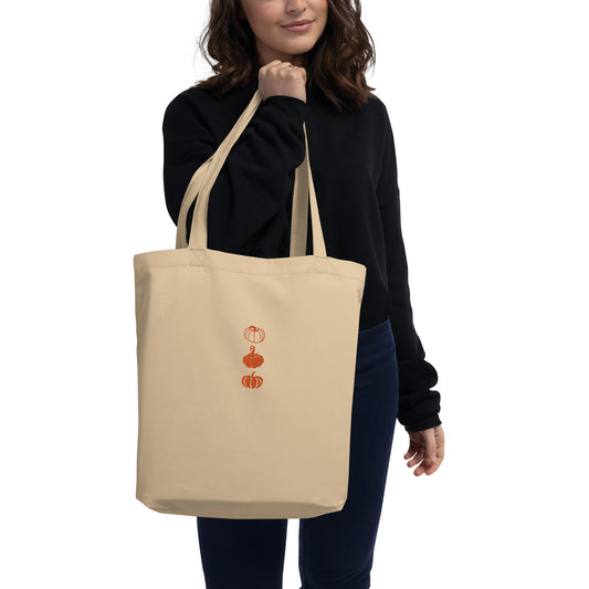 Fall Pumpkins Embroidered Eco Tote Bag