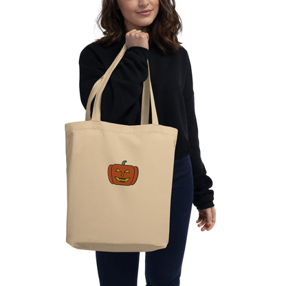 Jack'O-Lantern Evil Embroidered Halloween Pumpkin Eco Tote Bag