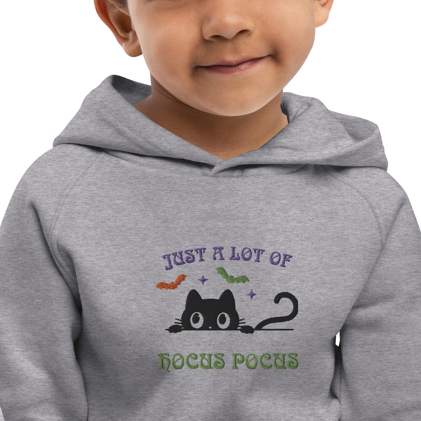 Just A Lot Of Hocus Pocus Black Cat Kids Eco Hoodie