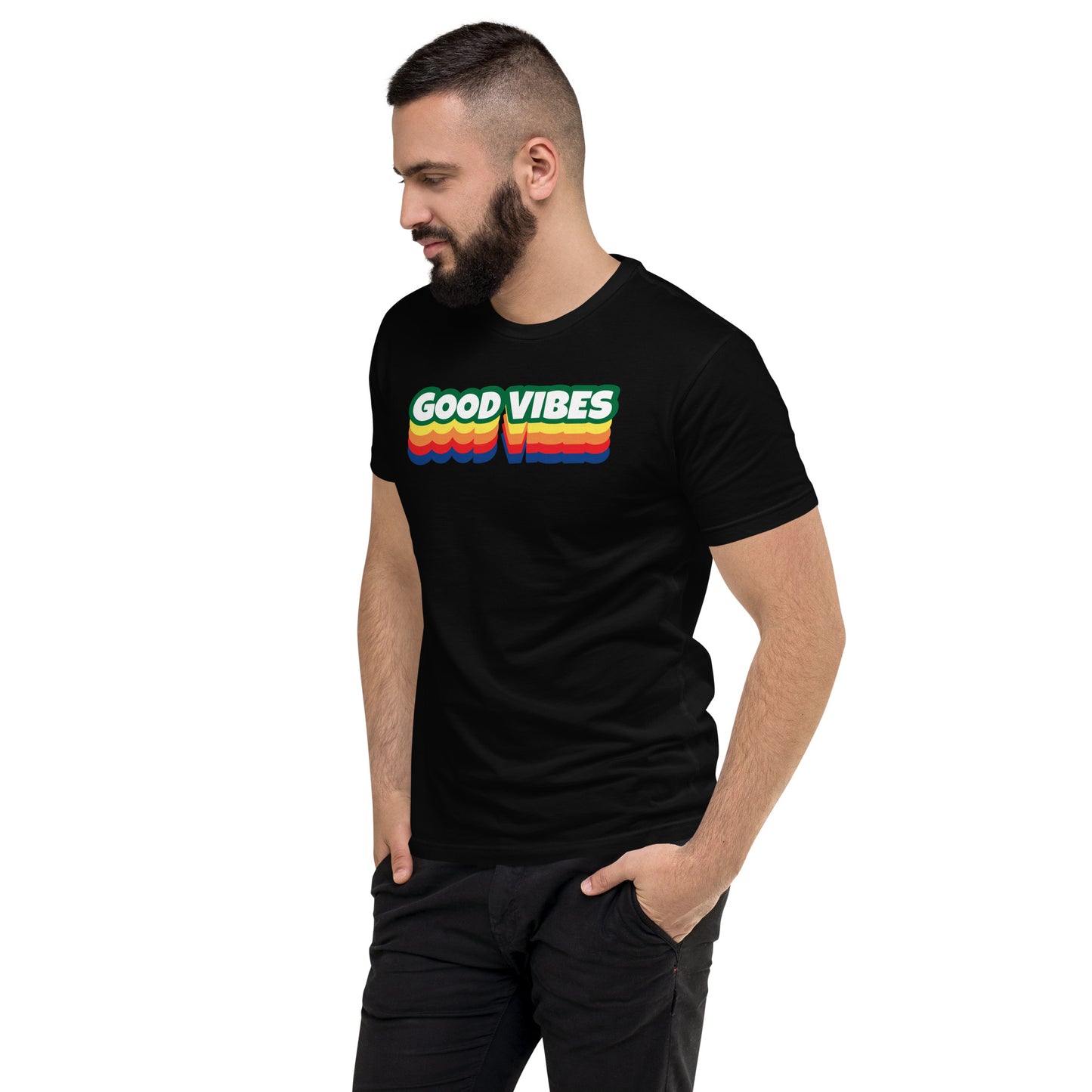 Men's Good Vibes Graphic Form-fitting T-shirt