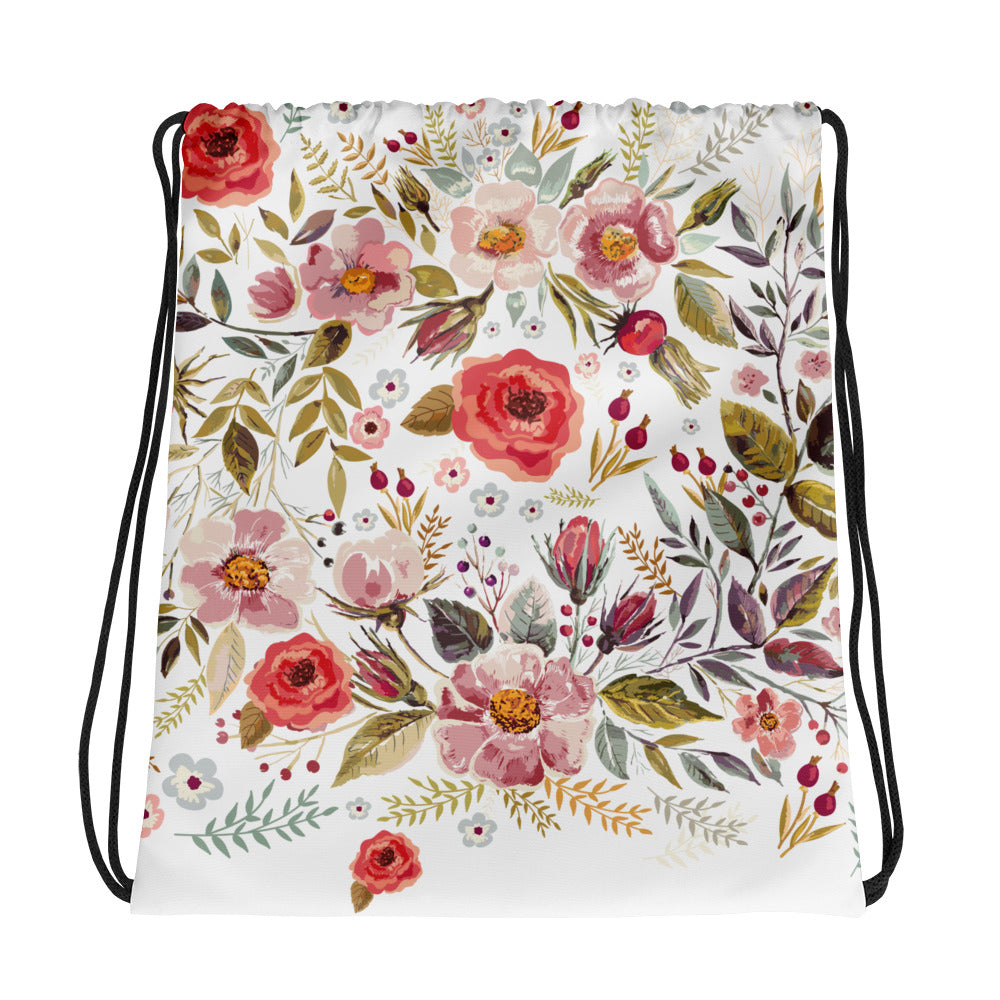 Floral Glory Drawstring Bag