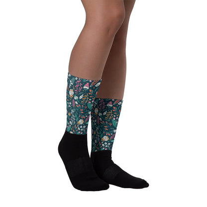 Floral Socks Black Foot Socks