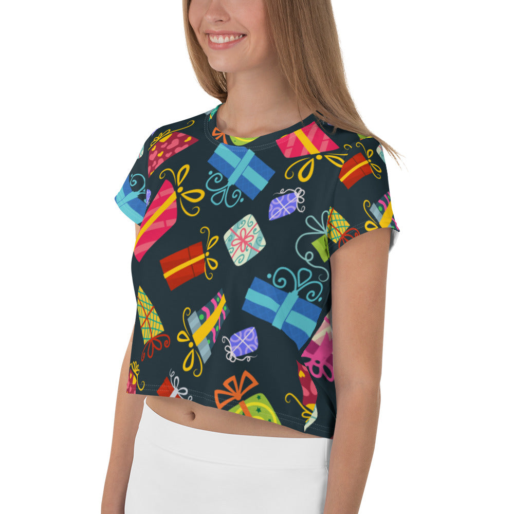 Gift Wrapped Printed Graphic Crop Tee