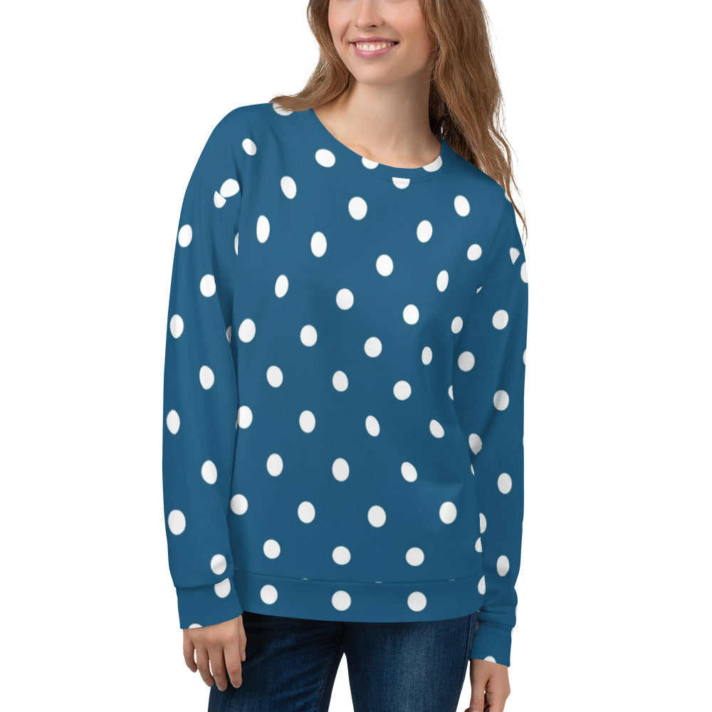 Blue & White Polka Dot Sweatshirt