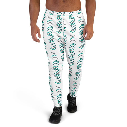 Long Pattern White Men's Joggers