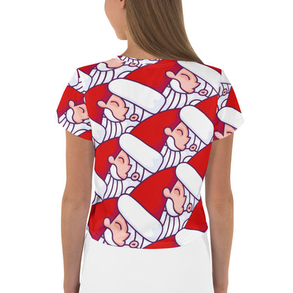 Santa Print Crop Tee