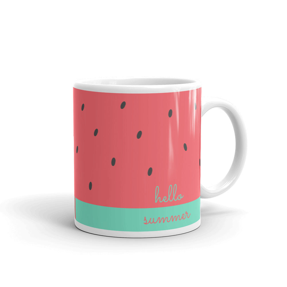 Hello Summer Watermelon Glossy Mug