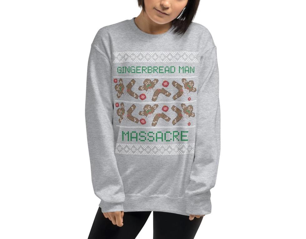 Funny Gingerbread Massacre Ugly Christmas Sweatshirt - Unisex