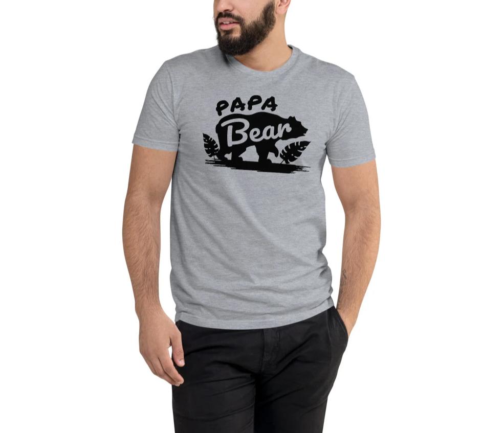 Papa Bear Graphic Short Sleeve Form-fitting Tee