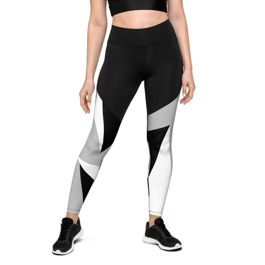 Angles Black, White and Grey Sports Leggings -Slimming effect and a butt-lifting cut