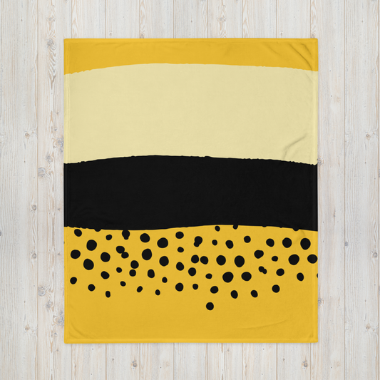 Abstract Yellow and Black Throw Blanket 50″ × 60″