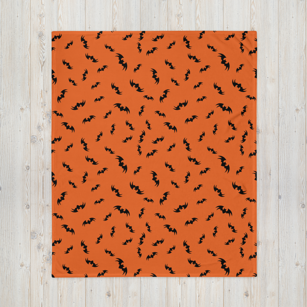 Bats Throw Blanket - Orange 50″ × 60″