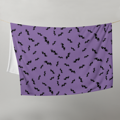 Bats Halloween Throw Blanket - Purple 50″ × 60″