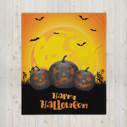 Happy Halloween Jack-O'- Lantern Throw Blanket 50″ × 60″