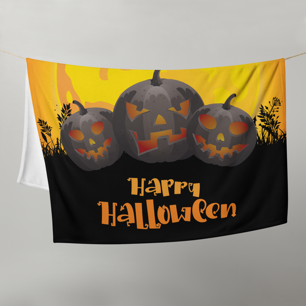 Happy Halloween Jack-O'- Lantern Throw Blanket 50″ × 60″