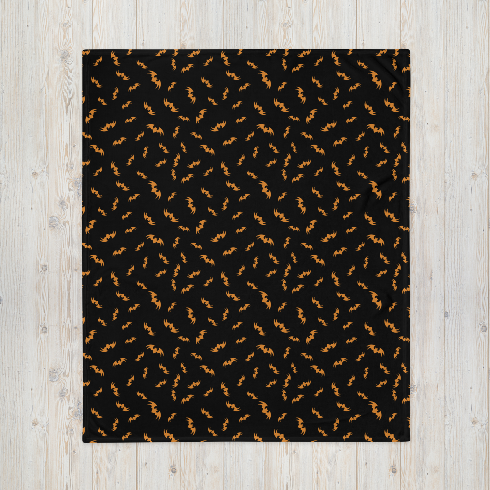 Bats Throw Blanket - Orange and Black 50″ × 60″
