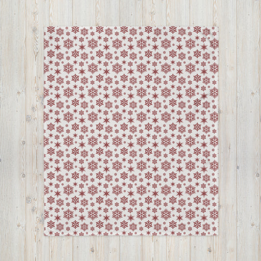 Red and White Snowflakes Throw Blanket