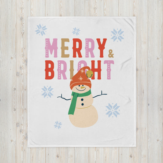 Merry And Bright Christmas Throw Blanket