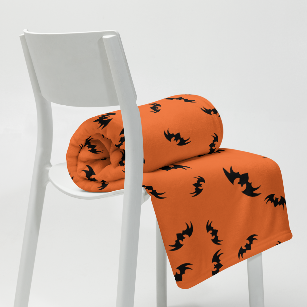 Bats Throw Blanket - Orange 50″ × 60″