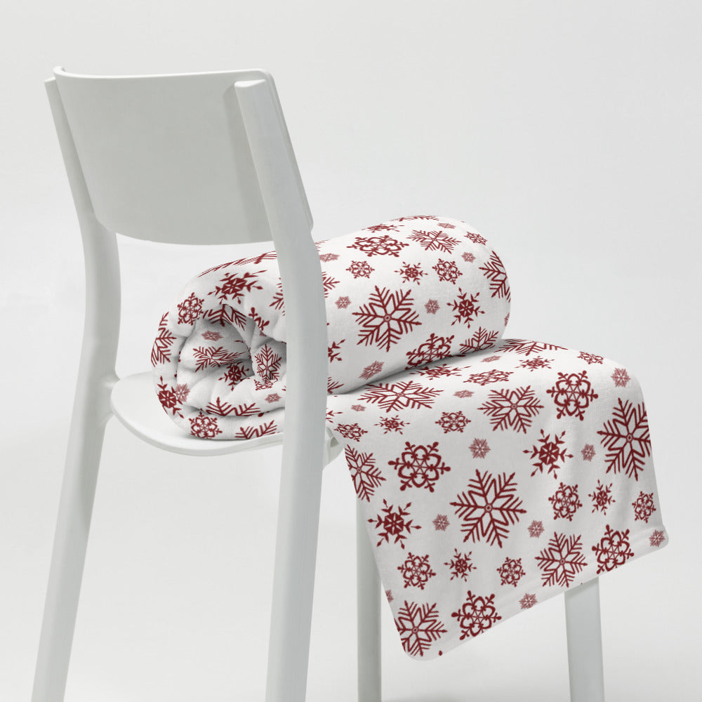 Red and White Snowflakes Throw Blanket