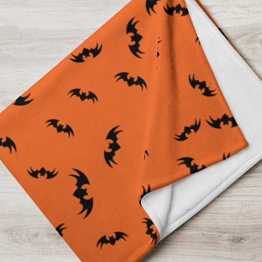 Bats Throw Blanket - Orange 50″ × 60″