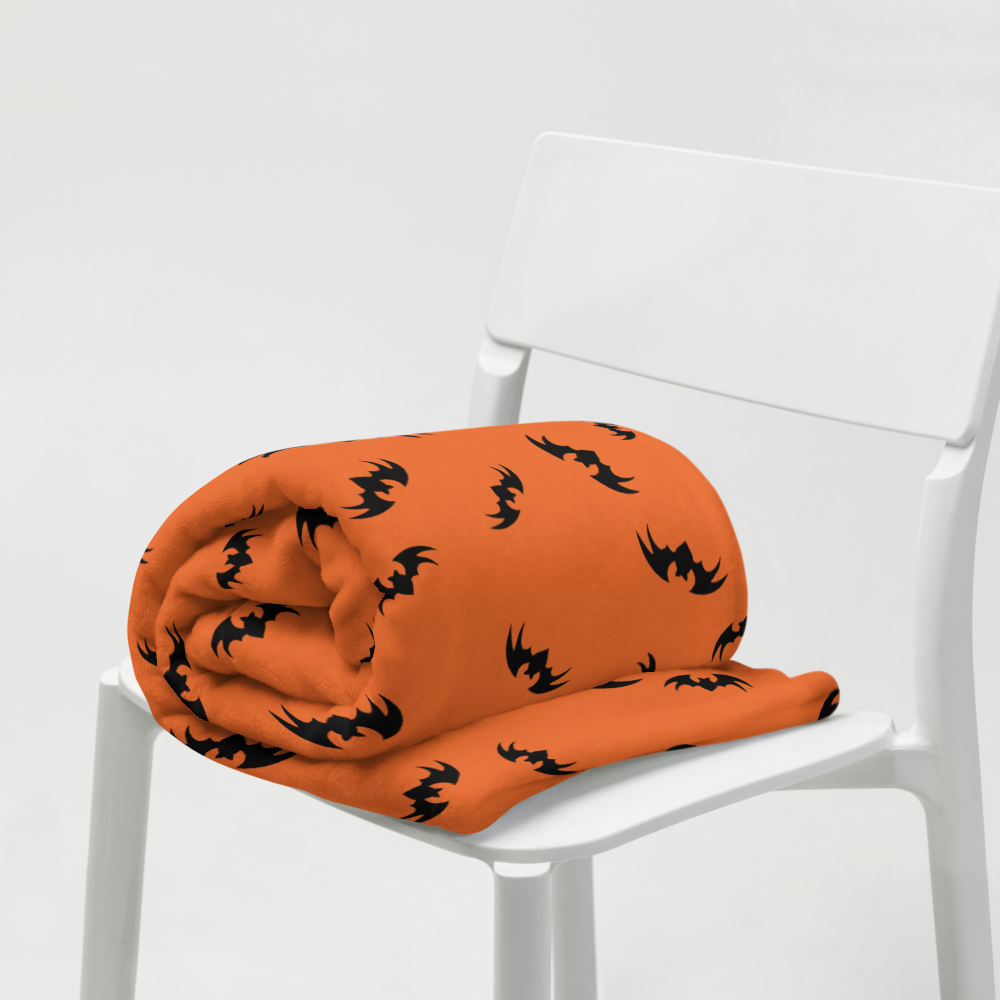 Bats Throw Blanket - Orange 50″ × 60″