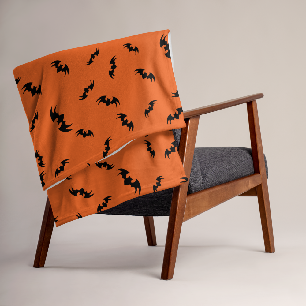 Bats Throw Blanket - Orange 50″ × 60″