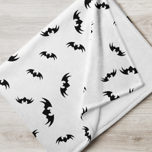 Black Bats Throw Blanket - Black and White 50″ × 60″