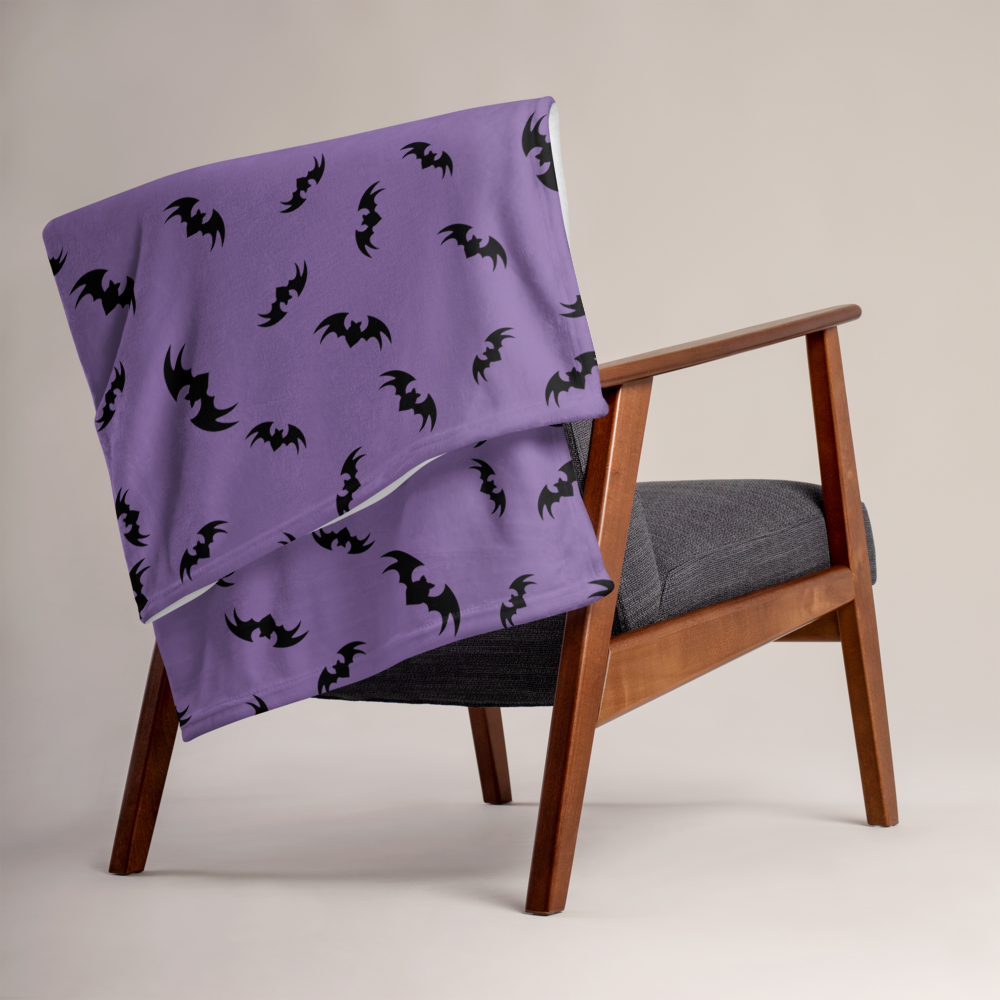 Bats Halloween Throw Blanket - Purple 50″ × 60″