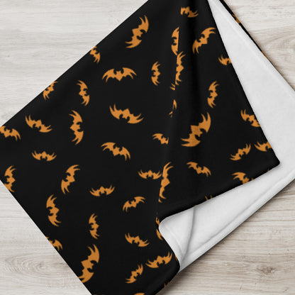 Bats Throw Blanket - Orange and Black 50″ × 60″