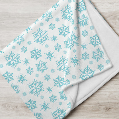 Blue Winter Snowflakes Throw Blanket
