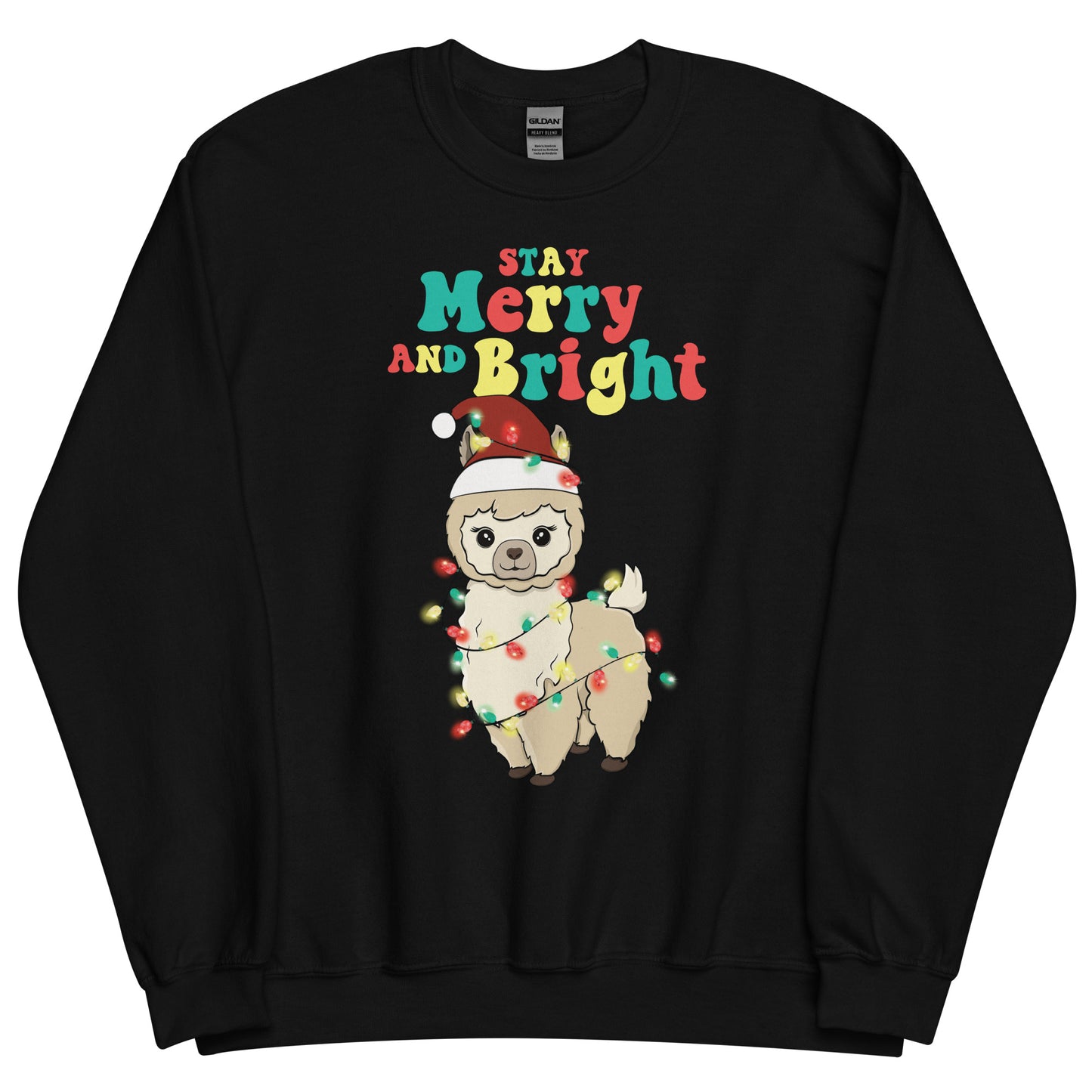 Stay Merry And Bright - Llama Meets Christmas Lights Sweatshirt