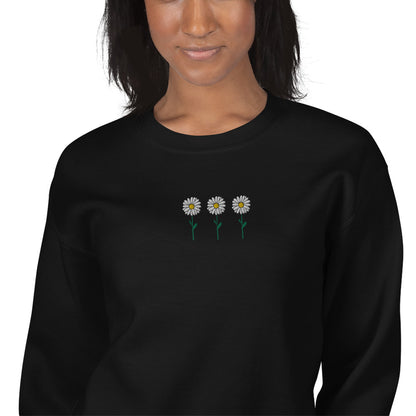 Daisies Embroidered  Sweatshirt