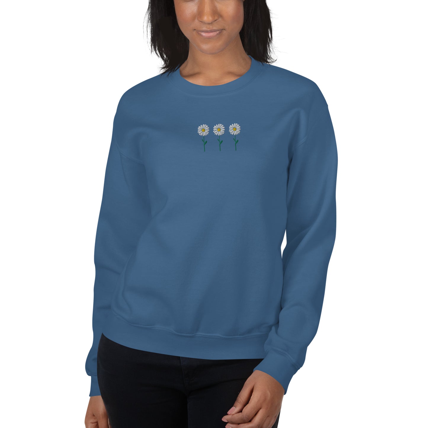 Daisies Embroidered  Sweatshirt