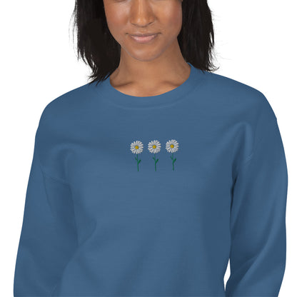 Daisies Embroidered  Sweatshirt