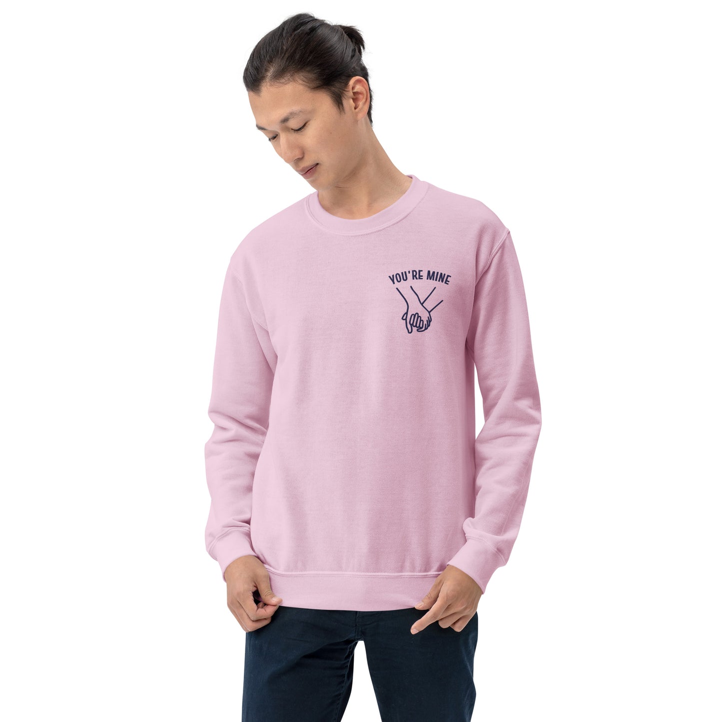 Forever yours, You're mine Couple Sweatshirts - Navy/Pink Embroidered