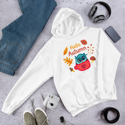 Hello Autumn, Cute Owl Unisex Hoodie