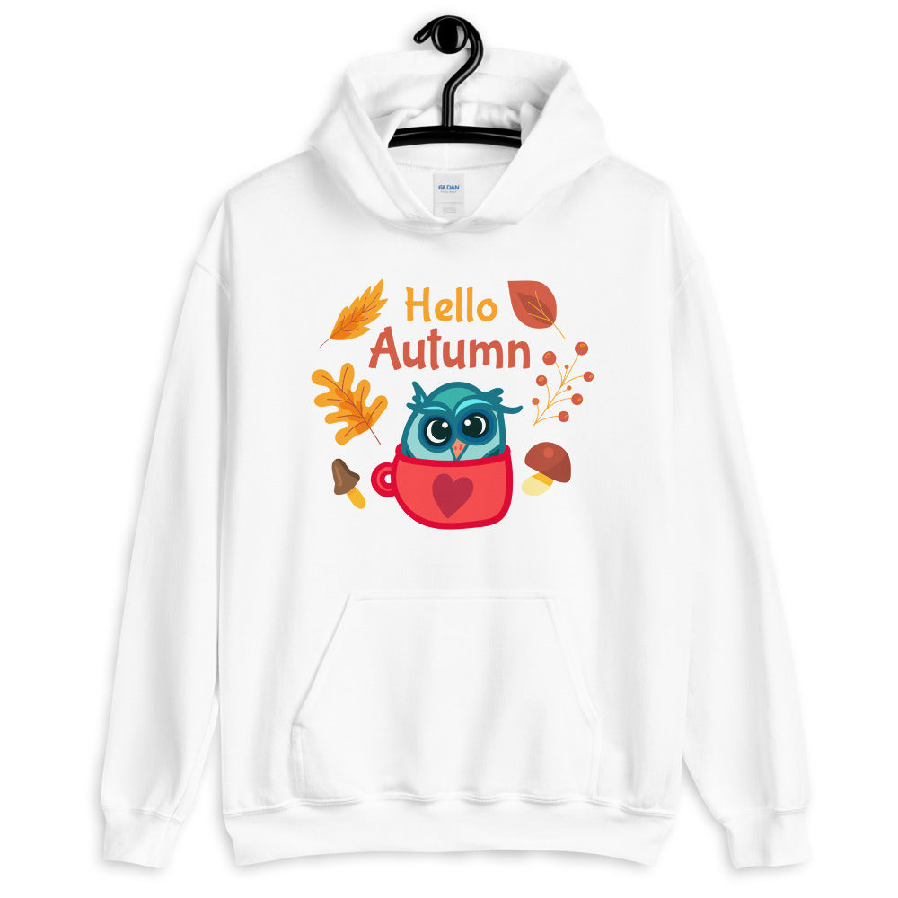 Hello Autumn, Cute Owl Unisex Hoodie