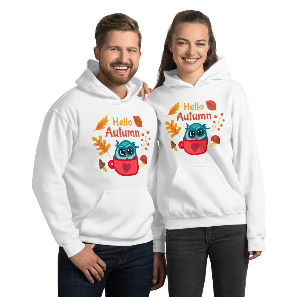 Hello Autumn, Cute Owl Unisex Hoodie