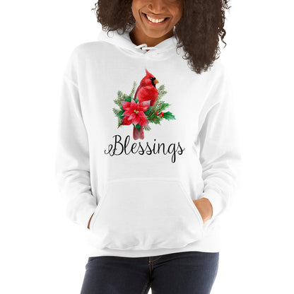 Cardinal Blessings With Poinsettia Christmas Women's Hoodie