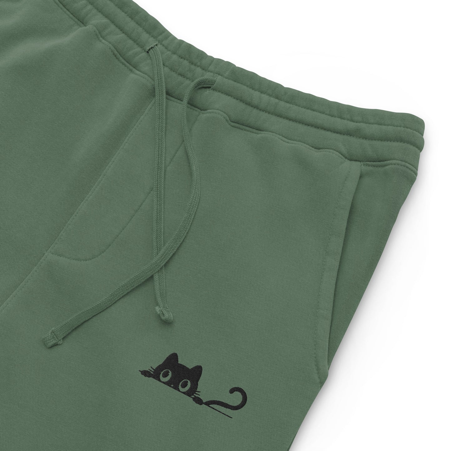Embroidered Black Cat Sweatpants