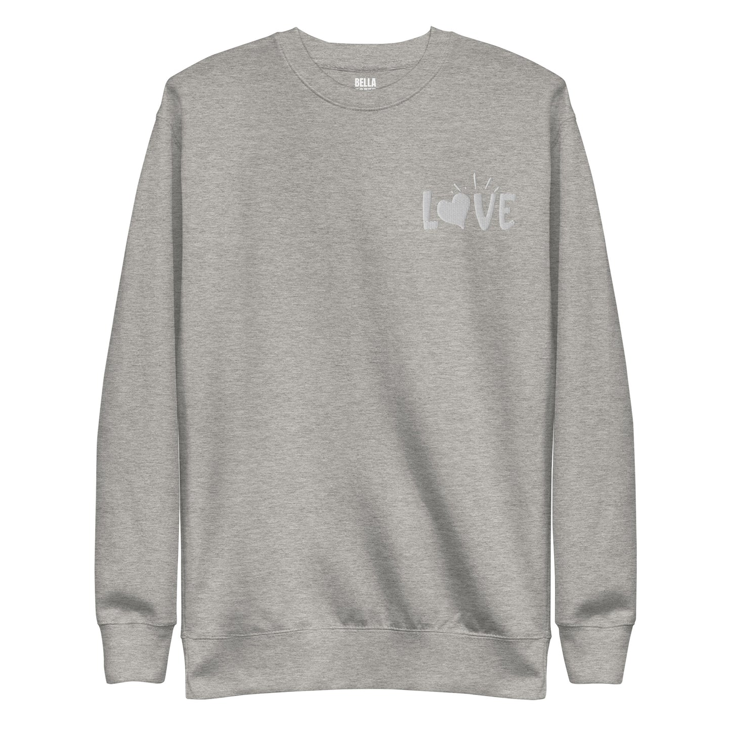 Love Embroidered White Unisex Premium Sweatshirt