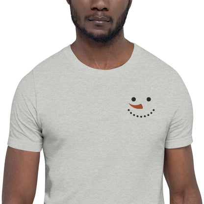 Embroidered Christmas Snowman Unisex T-Shirt