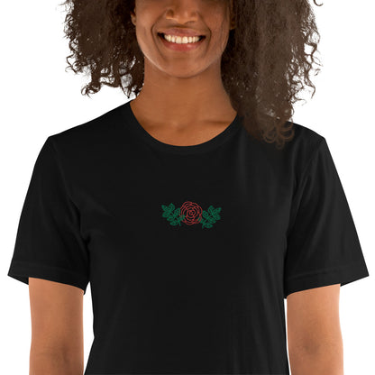 Embroidered Rose Women's T-Shirt - Bella Aster