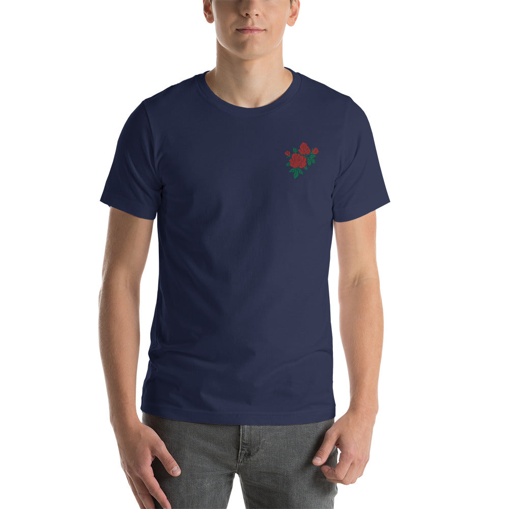 Embroidered Roses Cotton T-Shirt