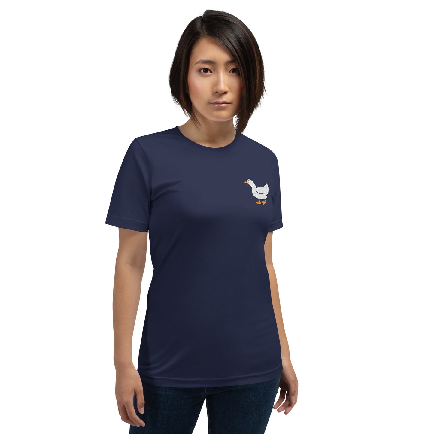 Embroidery White Duck Women's T-Shirt