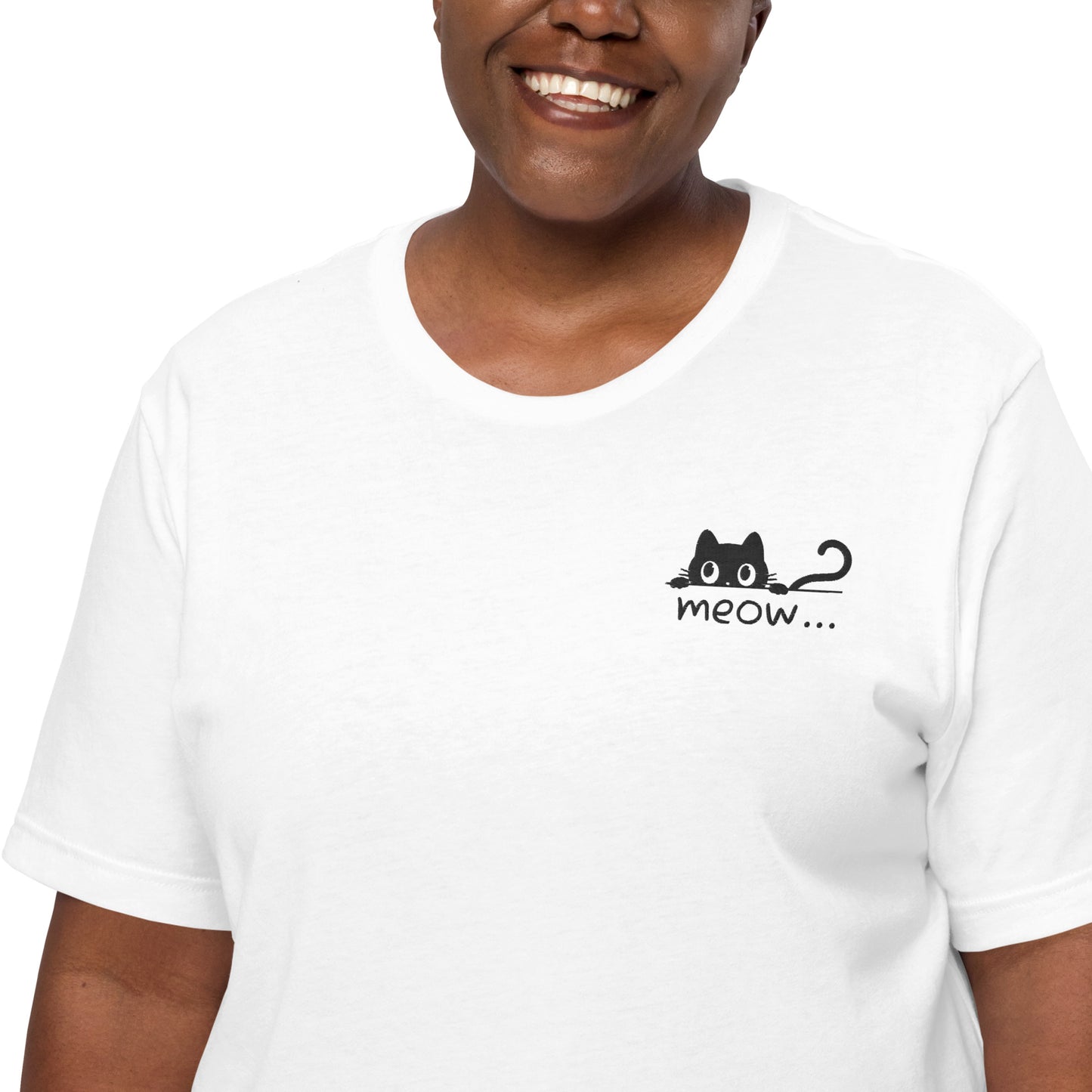 Embroidered Black Cat Gender Neutral T-Shirt